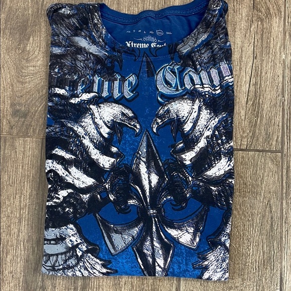 Vintage Y2K ExtremeCouture Blue Short Sleeve Graphic Tee - Picture 1 of 4